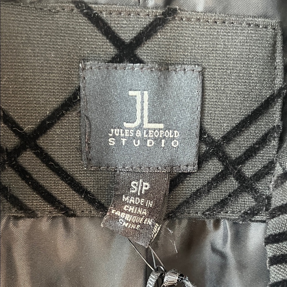 Jules & Leopold Studio Black Velvet Grid Plaid Blazer Jacket Small preppy - Picture 2 of 11